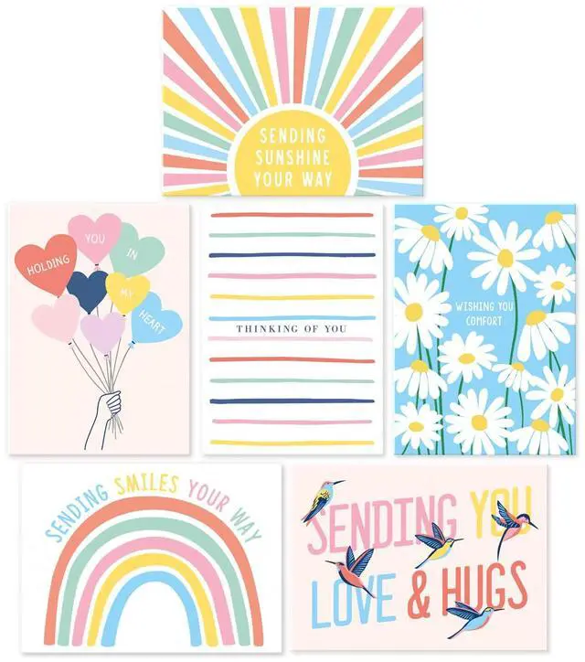 Main image of Thinking of You Cards with Envelopes, Set of 24 Boxed Greeting Cards, 300gsm Note Sheets, (120gsm) Envelopes. Just Because and Kindness designs