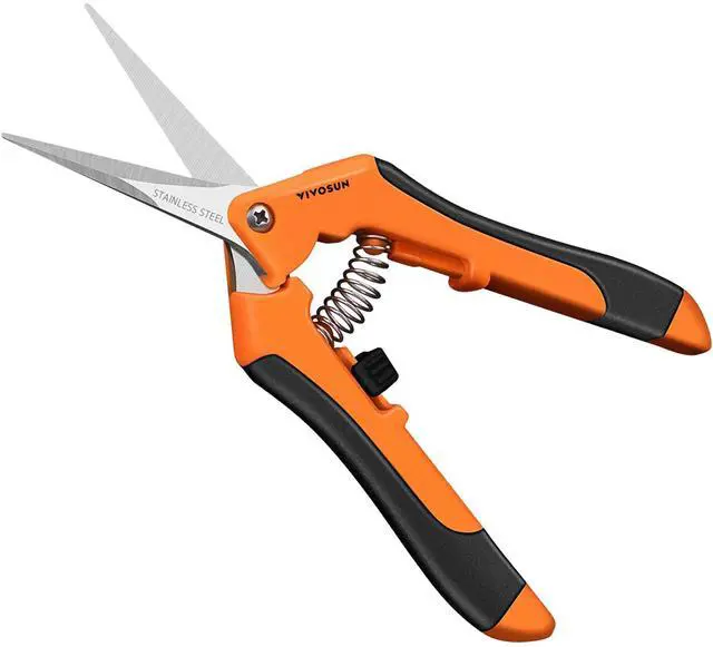 Main image of 6.5 Inch Gardening Scissors Hand Pruner Pruning Shear with Straight Stainless Steel Blades Orange 1-Pack