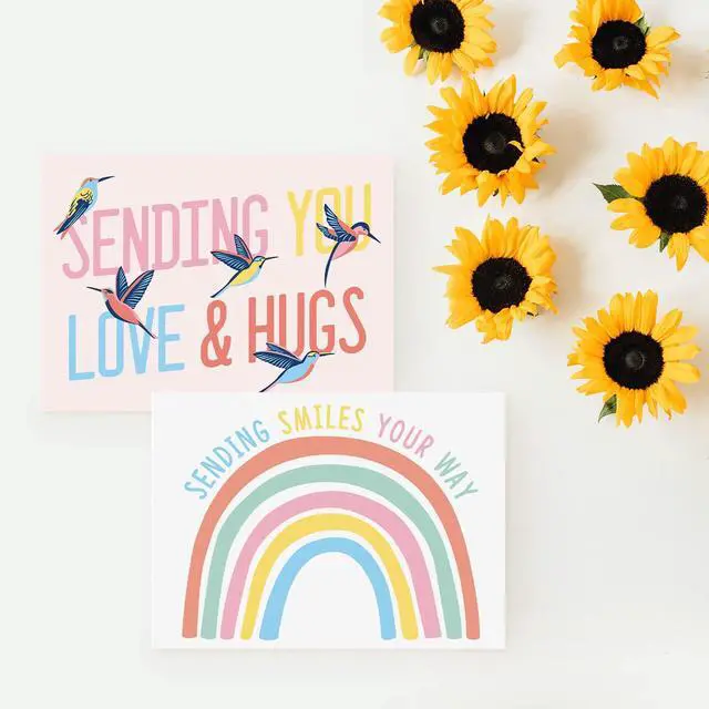 Alt view image 6 of 7 - Thinking of You Cards with Envelopes, Set of 24 Boxed Greeting Cards, 300gsm Note Sheets, (120gsm) Envelopes. Just Because and Kindness designs