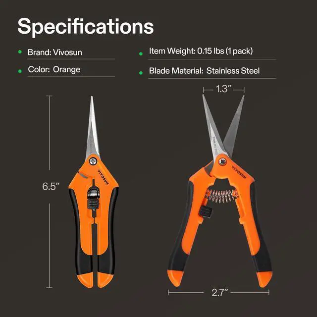 Alt view image 3 of 7 - 6.5 Inch Gardening Scissors Hand Pruner Pruning Shear with Straight Stainless Steel Blades Orange 1-Pack
