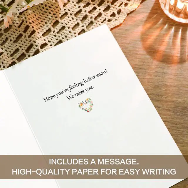 Alt view image 6 of 6 - 30 Pack Get Well Soon Cards with Envelopes and Stickers, 10 Unique Designs Watercolor Floral Animal Get Well Cards, Printed Message Inside for Family Friends Coworkers