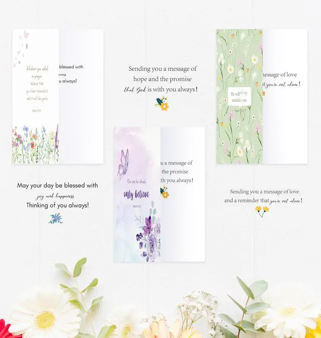Alt view image 3 of 7 - 24 Pack Floral Christian Thinking of You Cards with Self-adhesive Envelopes, 4"x6" Boxed Blessing Religious Note Cards with Sentiments Inside, 24 Bible Verses, 24 Designs