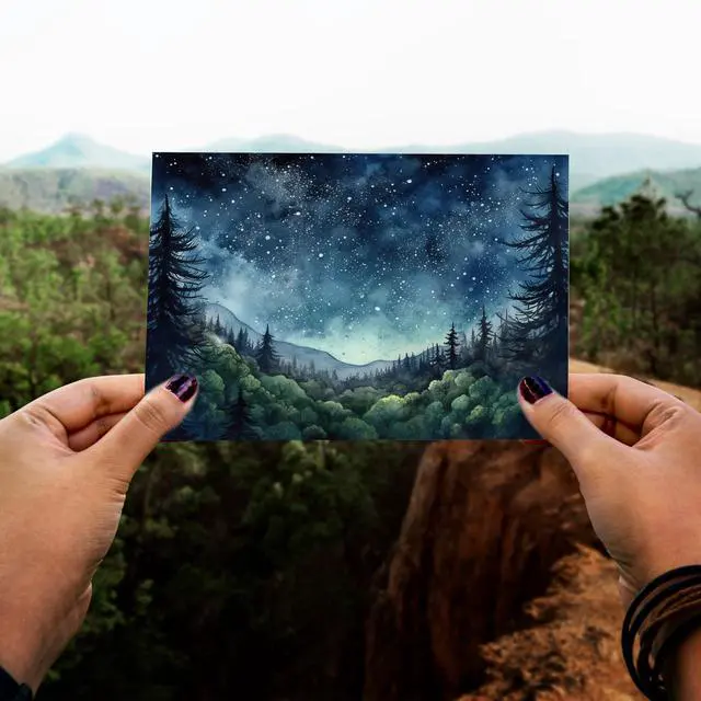 Alt view image 5 of 7 - Blank Cards with Envelopes All Occasion,Watercolor Starry Night Sky Design Blank Greeting Cards 4x6,20Pack -Blank Greeting Cards,Note Cards with Matching Peel-and-Seal Rustic Envelopes