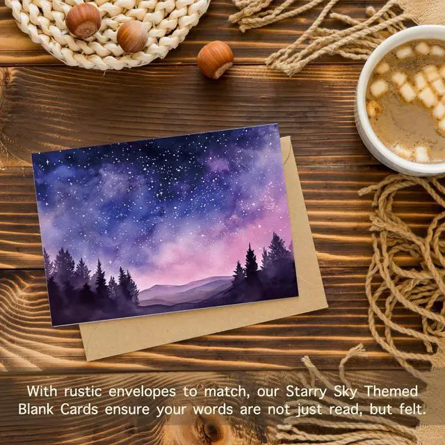 Alt view image 7 of 7 - Blank Cards with Envelopes All Occasion,Watercolor Starry Night Sky Design Blank Greeting Cards 4x6,20Pack -Blank Greeting Cards,Note Cards with Matching Peel-and-Seal Rustic Envelopes
