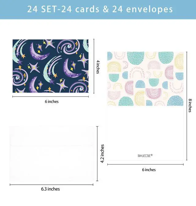 Alt view image 2 of 7 - 24 Pack Blank Greeting Cards for All Occasions, 4" x 6" Boxed Greeting Note Cards with Self-adhesive Envelopes, 24 Unique Designs - No Repeats