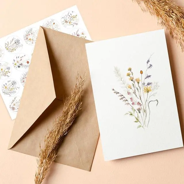 Alt view image 6 of 6 - 50 Set Blank Cards and Envelopes 3.5x5 - Watercolor Wildflowers Blank Greeting Cards with Adhesive Envelopes and Matching Sticker - Blank Note Cards for All Occasions