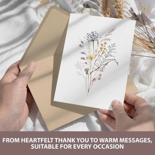 Alt view image 4 of 6 - 50 Set Blank Cards and Envelopes 3.5x5 - Watercolor Wildflowers Blank Greeting Cards with Adhesive Envelopes and Matching Sticker - Blank Note Cards for All Occasions