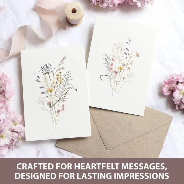 Alt view image 5 of 6 - 50 Set Blank Cards and Envelopes 3.5x5 - Watercolor Wildflowers Blank Greeting Cards with Adhesive Envelopes and Matching Sticker - Blank Note Cards for All Occasions