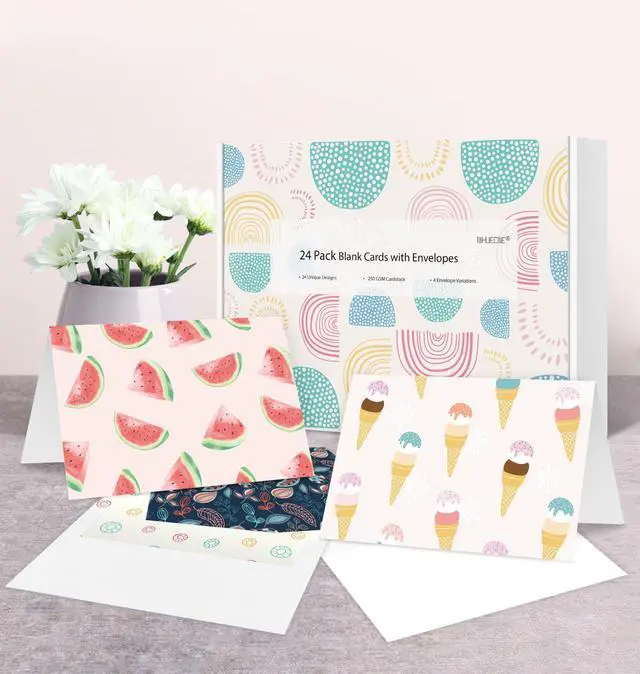 Alt view image 5 of 7 - 24 Pack Blank Greeting Cards for All Occasions, 4" x 6" Boxed Greeting Note Cards with Self-adhesive Envelopes, 24 Unique Designs - No Repeats