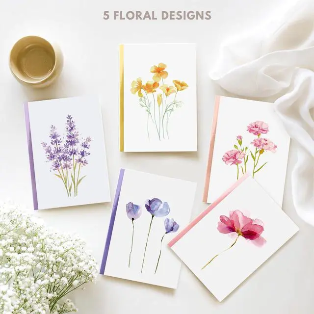 Alt view image 2 of 7 - Blank Cards and Envelopes, 30 Pack Blank Greeting Cards, Elegant Blank Note, Perfect Bulk Stationary Set For All Occasions, 5 Assorted Floral Designs, 4" x 6"