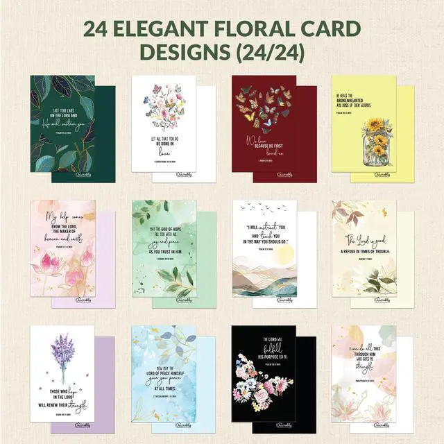 Alt view image 5 of 7 - 24 Pack Gold Foil 4x6in Assorted Christian Thinking of You Cards Religious with Envelopes & Stickers, 24 Floral Designs for Friends, Family & Loved Ones, Printed Message - Gifting, Mailing