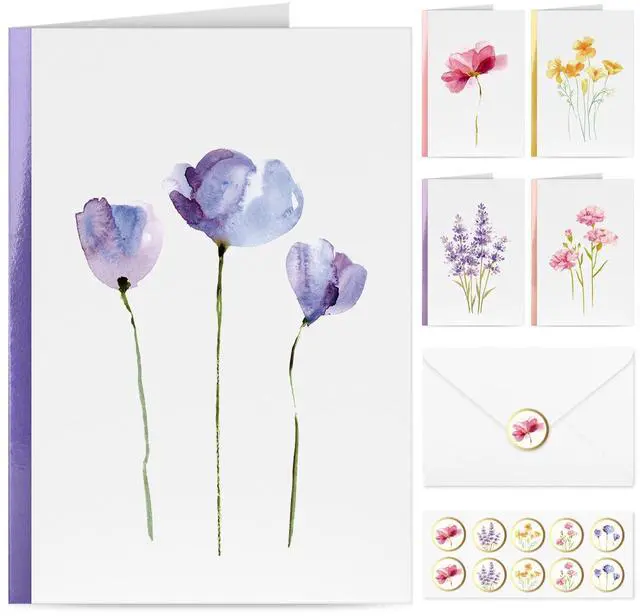 Main image of Blank Cards and Envelopes, 30 Pack Blank Greeting Cards, Elegant Blank Note, Perfect Bulk Stationary Set For All Occasions, 5 Assorted Floral Designs, 4" x 6"