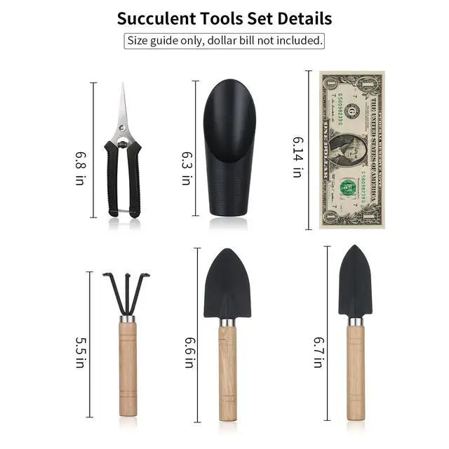 Alt view image 2 of 7 - 5Pcs Succulent Tools,Mini Garden Tools,Pruning Scissors as Plant Accessories, Gardending Hand Tools Kit for Seedling Soil,Caring Succulent,Houseplent,Bonsi,Gifts for Woman and Man