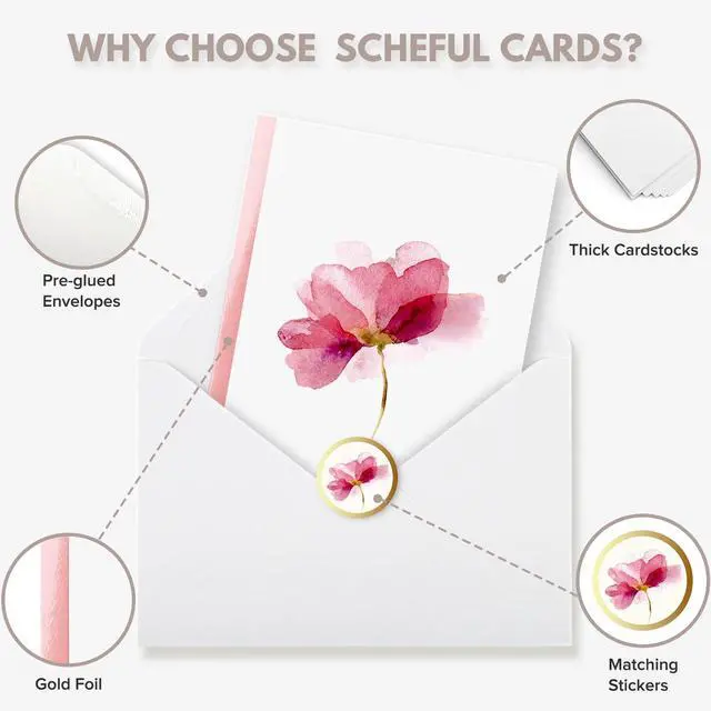 Alt view image 6 of 7 - Blank Cards and Envelopes, 30 Pack Blank Greeting Cards, Elegant Blank Note, Perfect Bulk Stationary Set For All Occasions, 5 Assorted Floral Designs, 4" x 6"