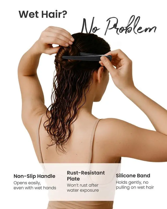 Alt view image 6 of 7 - Extended Sectioning Hair Clips w/Built-in Silicone Band, 4.8" No-Crease Non-Slip Hair Styling Clips for Thick, Long Hair Blow Drying,Hair Rollers, Rust-Free 6 Pack, Black Duckbill Clips