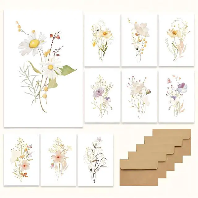 Main image of Blank Cards, Blank Greeting Cards 4x6, 20 Count - Elegant Floral Design Blank Greeting Cards, Note Cards with Matching Peel Sealed Rustic Envelope