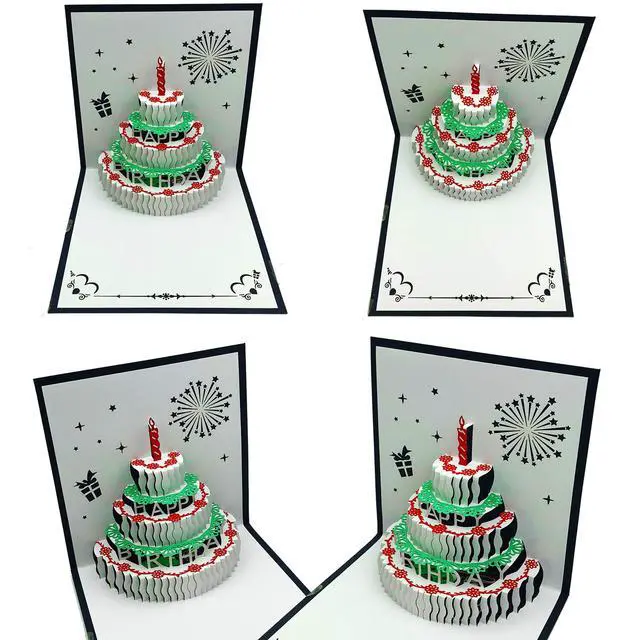 Alt view image 3 of 5 - 3D Pop Up Birthday Cards,Warming LED Light Cake Music Happy Card Postcards Greeting Cards Laser Cut Best for Mom,Wife,Sister, Boy,Girl,Friends 1 Pack