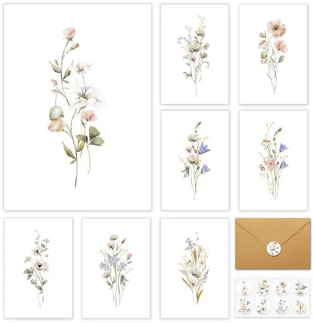 Main image of Blank Cards and Envelopes with Stickers, 32 Pack, 4×6