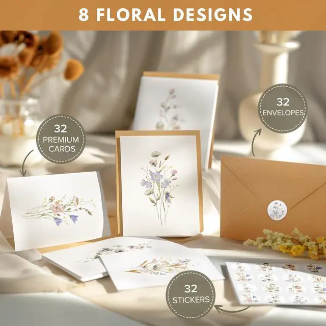 Alt view image 2 of 7 - Blank Cards and Envelopes with Stickers, 32 Pack, 4×6
