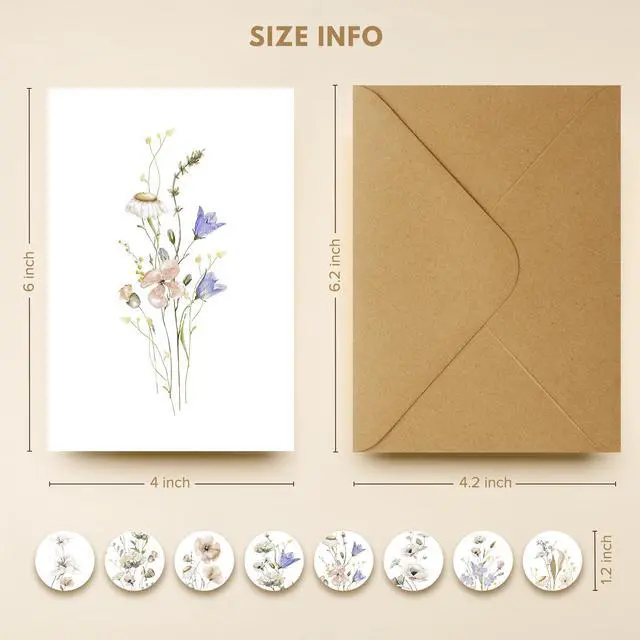 Alt view image 4 of 7 - Blank Cards and Envelopes with Stickers, 32 Pack, 4×6