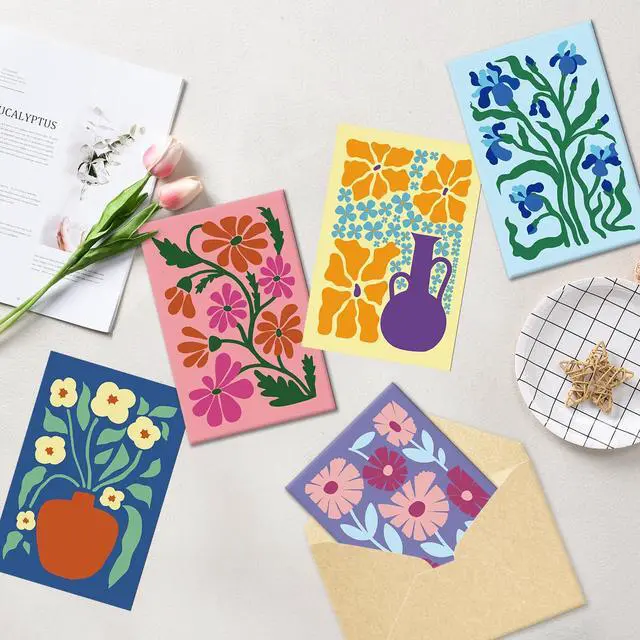 Alt view image 3 of 7 - 24 Pack Floral Greeting Cards with Envelopes, Floral Blank Note Cards Set for All Occasions, Boxed 8 Floral Designs Cards for Thank You, Birthday, Wedding, Condolence, Invitation, etc.