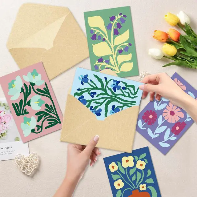 Alt view image 5 of 7 - 24 Pack Floral Greeting Cards with Envelopes, Floral Blank Note Cards Set for All Occasions, Boxed 8 Floral Designs Cards for Thank You, Birthday, Wedding, Condolence, Invitation, etc.
