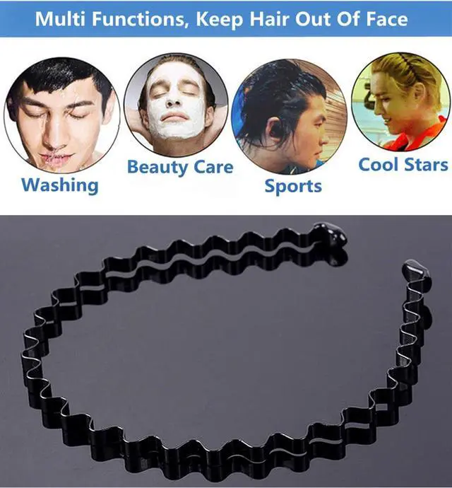 Alt view image 5 of 7 - Hair Bands, Metal Hairband for Men Women, Fashion Headbands for Washing Face Makeup Sports, Non Slip Wavy Men's Hairband (Black, 1 Count Pack of 1)