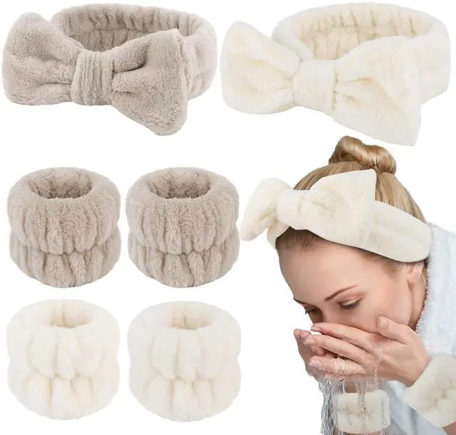 Main image of 6PCS Spa Headband and Wristbands Set, Face Wash Headband Wrist Bands for Washing Face Makeup Skincare Hair Band Skin Care Accessories Tools
