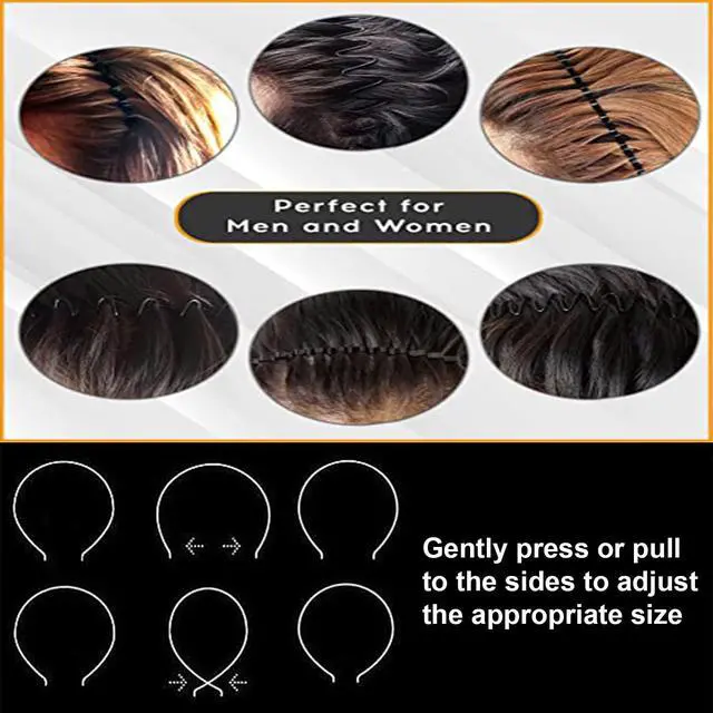 Alt view image 4 of 7 - Metal Headbands for Men Fashion Headband for Women, Unisex Wavy Hair Bands Outdoor Sports Head Bands Simple Elastic Non-Slip Hair Accessories (6 Pack)