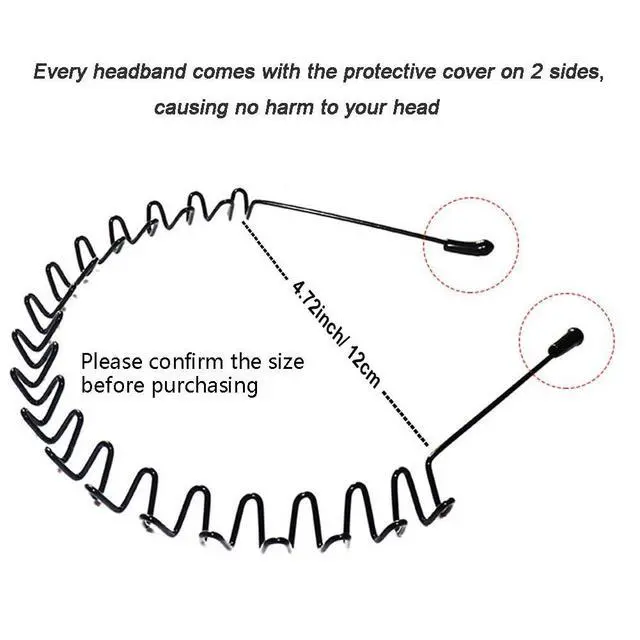 Alt view image 2 of 7 - Metal Headbands, 2 Pack Fashion Unisex Black Hairband Spring Wave Non Slip Sports Headwear Hair Hoop Hair Accessories (2 Pack)