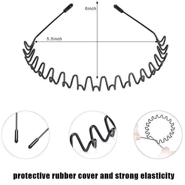 Alt view image 3 of 7 - Metal Headbands for Women Men, 2 Pack Fashion Unisex Black Hairband Sports Headwear Hair Hoop Hair Accessories for Home, Outdoor (2 Pack)