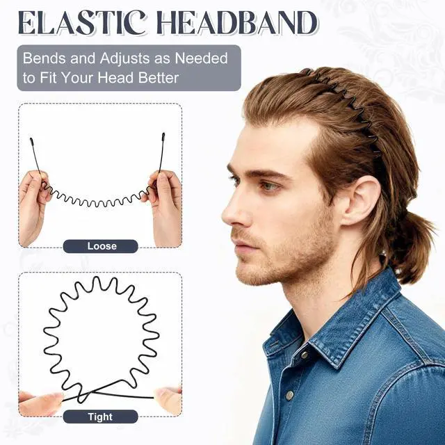 Alt view image 5 of 7 - 2 Pcs Metal Hair Band, Fashion Wavy Spring Metal Headband for Men & Women, Elastic Non Slip Metals Hairband for Daily Use Outdoor Sports Hair Hoop Hairs Accessories