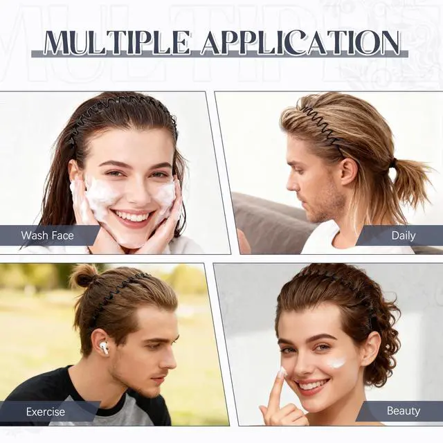 Alt view image 6 of 7 - 2 Pcs Metal Hair Band, Fashion Wavy Spring Metal Headband for Men & Women, Elastic Non Slip Metals Hairband for Daily Use Outdoor Sports Hair Hoop Hairs Accessories