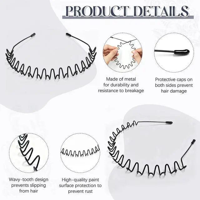Alt view image 4 of 7 - 2 Pcs Metal Hair Band, Fashion Wavy Spring Metal Headband for Men & Women, Elastic Non Slip Metals Hairband for Daily Use Outdoor Sports Hair Hoop Hairs Accessories
