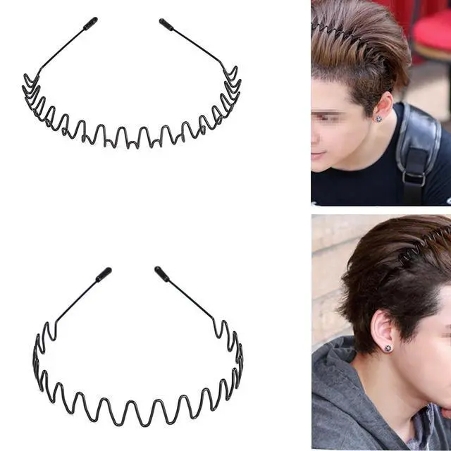 Alt view image 7 of 7 - Metal Headbands for Women Men, 2 Pack Fashion Unisex Black Hairband Sports Headwear Hair Hoop Hair Accessories for Home, Outdoor (2 Pack)