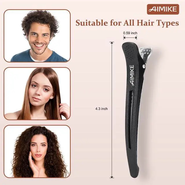 Alt view image 2 of 7 - 6pcs Professional Hair Clips for Styling Sectioning, Non Slip No-Trace Duck Billed Hair Clips with Silicone Band, Salon and Home Hair Cutting Clips for Hairdresser, Women, Men - Black 4.3 Long