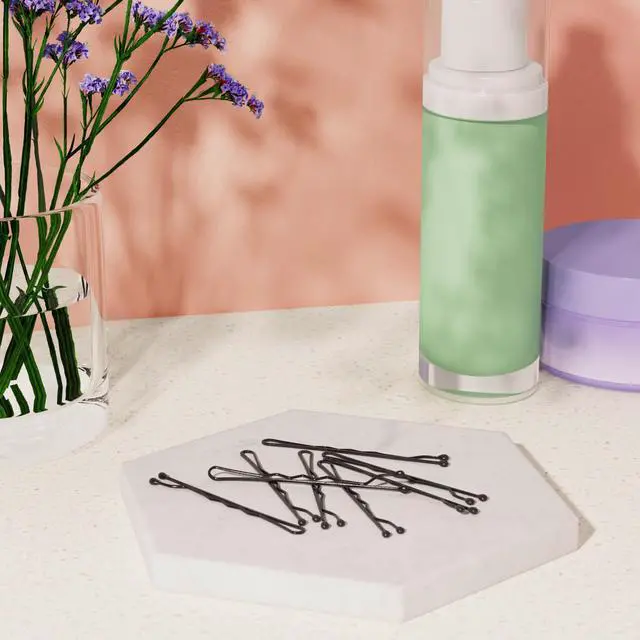 Alt view image 2 of 6 - No Slip Bobby Pins, Black High Gloss, 48 Count, for Pain-Free Comfortable All-Day Styling and Updos, All Hair Types