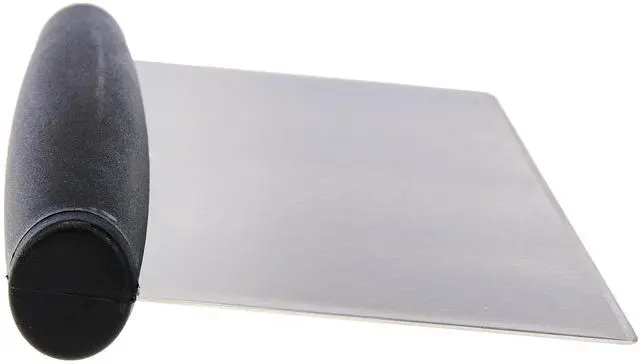 Alt view image 2 of 5 - Multi-Purpose Bench Scraper, Stainless Steel Dough Cutter with Measurement Marks, Dishwasher Safe, Non-slip Contoured Grip, 6", Black, Silver