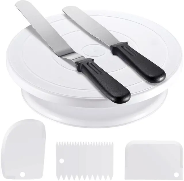 Main image of Cake Decorating Kit Baking Supplies Set Cake Turntable with 2 Frosting Straight Angled Spatula 3 Icing Smoother Scrapers Baking Accessories Tools for Beginners and Pros, Mother's Day, White