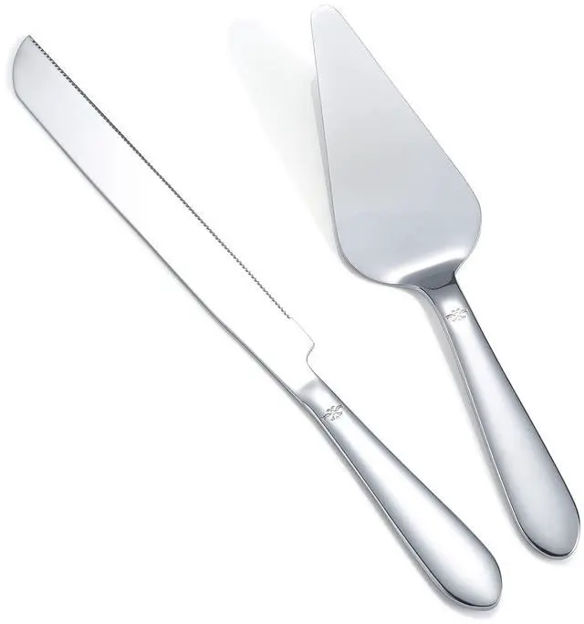Main image of Cake Cutting Set for Wedding, Elegant Cake Knife and Server Set with Thickened Stainless Steel Rounded Edges, Cake Cutter and Pie Spatula for Birthday Anniversary, 2 Pcs, Silver
