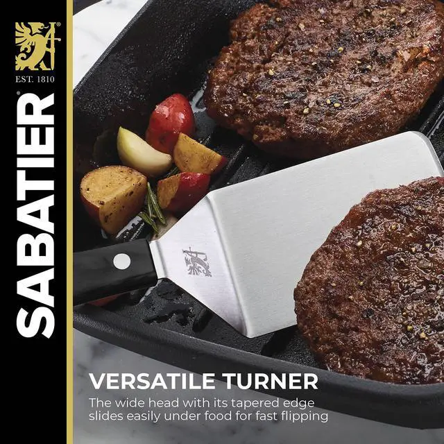 Alt view image 5 of 6 - Triple Rivet Stainless Steel Wide Turner, 9.65-Inch, Black,5154549