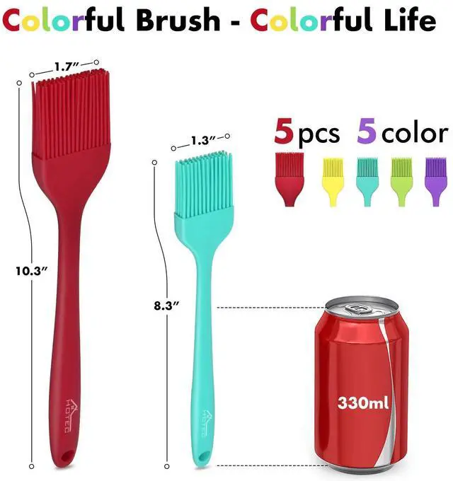 Alt view image 2 of 7 - 600 Heat Resistant BPA Free Silicone Marinading Meat Grill Basting Pastry Brush for Oil Butter Sauce Sausages Desserts Turkey Baster Grill Barbecue, Multicolor