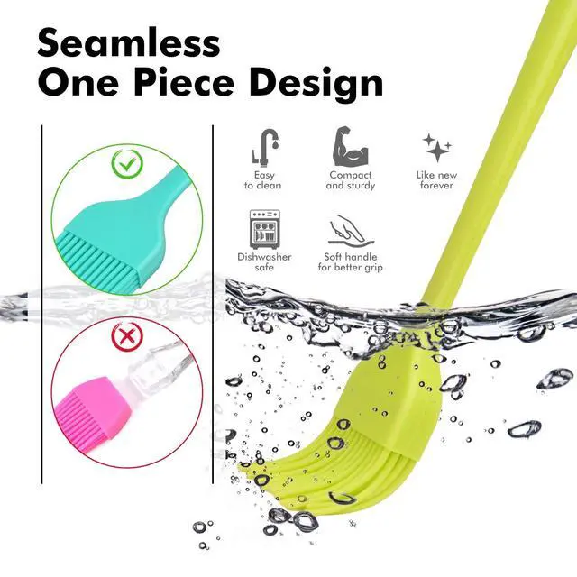 Alt view image 6 of 7 - 600 Heat Resistant BPA Free Silicone Marinading Meat Grill Basting Pastry Brush for Oil Butter Sauce Sausages Desserts Turkey Baster Grill Barbecue, Multicolor