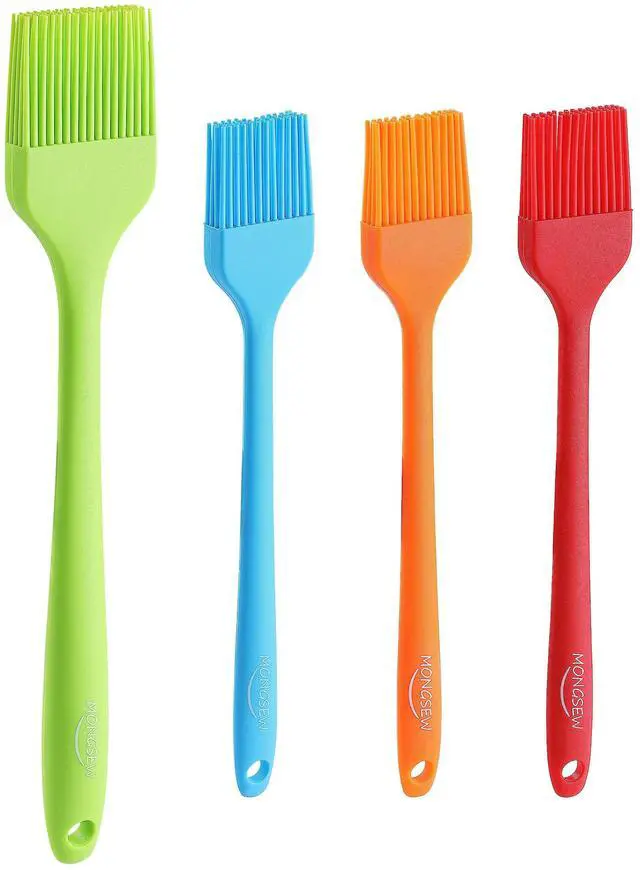 Main image of 4PCS Silicone Basting Pastry Brush, MONGSEW Heat Resistant Food Brush Spread Oil Butter Sauce for BBQ Grill Baking Kitchen Cooking, BPA Free, Dishwasher Safe (Multicolor, 4 Pcs)