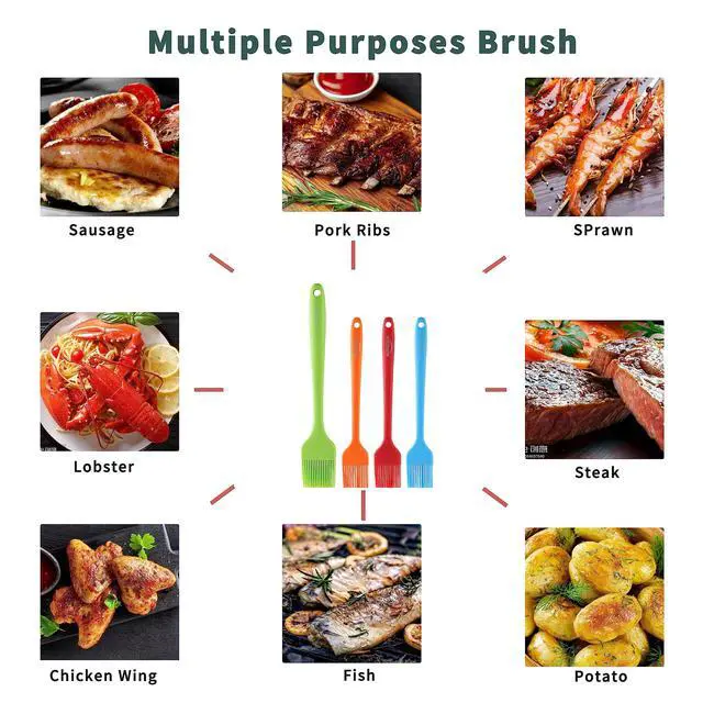 Alt view image 5 of 7 - 4PCS Silicone Basting Pastry Brush, MONGSEW Heat Resistant Food Brush Spread Oil Butter Sauce for BBQ Grill Baking Kitchen Cooking, BPA Free, Dishwasher Safe (Multicolor, 4 Pcs)