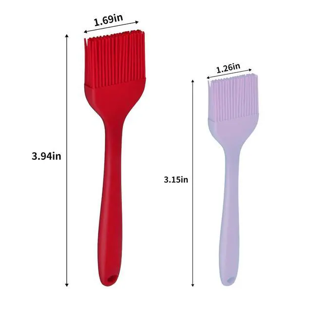 Alt view image 3 of 7 - 2 Pack Silicone Basting Brush for Cooking & Baking, High Heat Resistant Pastry Brush for BBQ Grilling, Marinating, Oil Spreading Food Grade, Dishwasher Safe Kitchen Gadgets (Red & Purple)