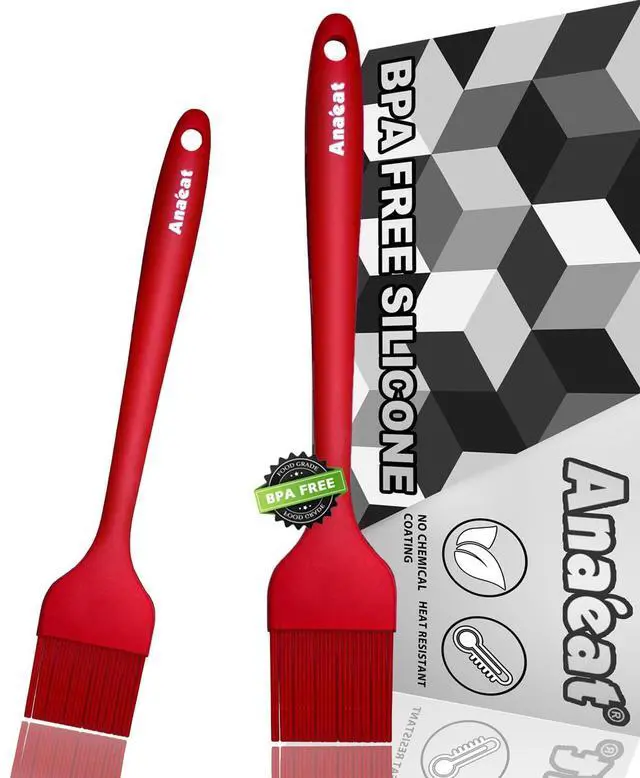 Main image of High Heat Resistant Silicone Basting Pastry Brush Set of 2- Hygienic One-Pieces Design Spread Oil Butter for BBQ Grill Barbecue Baking Kitchen Cooking - BPA Free & Dishwasher Safe (10"+8.2")