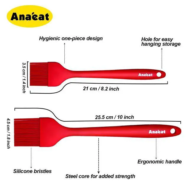 Alt view image 6 of 7 - High Heat Resistant Silicone Basting Pastry Brush Set of 2- Hygienic One-Pieces Design Spread Oil Butter for BBQ Grill Barbecue Baking Kitchen Cooking - BPA Free & Dishwasher Safe (10"+8.2")