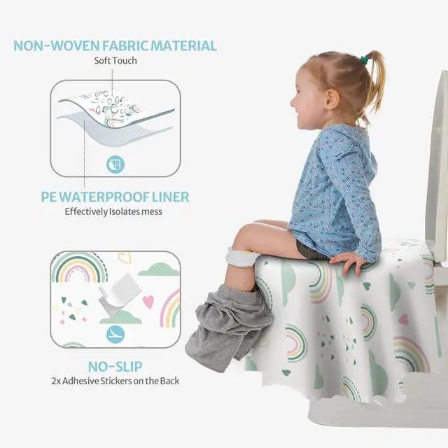 Alt view image 2 of 7 - 20 Pcs Toilet Seat Covers Disposable for Toddlers & Adults, Extra Large Waterproof, Portable Package for Travel, Kids Potty Training