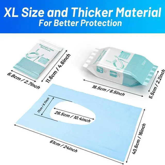 Alt view image 2 of 7 - 30 Pack Toilet Seat Covers Disposable100% Waterproof XL Individually Wrapped Disposable Toilet Seat Covers for Adults and Kids Potty Training, Travel Accessories for Public Restrooms Airplane Camping